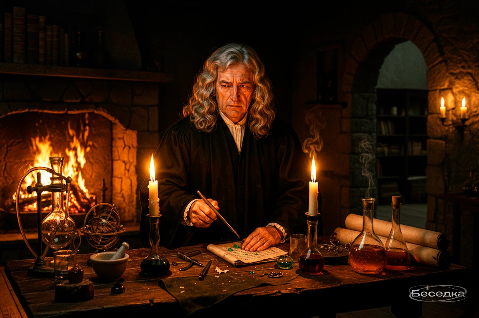 Ньютон за работой