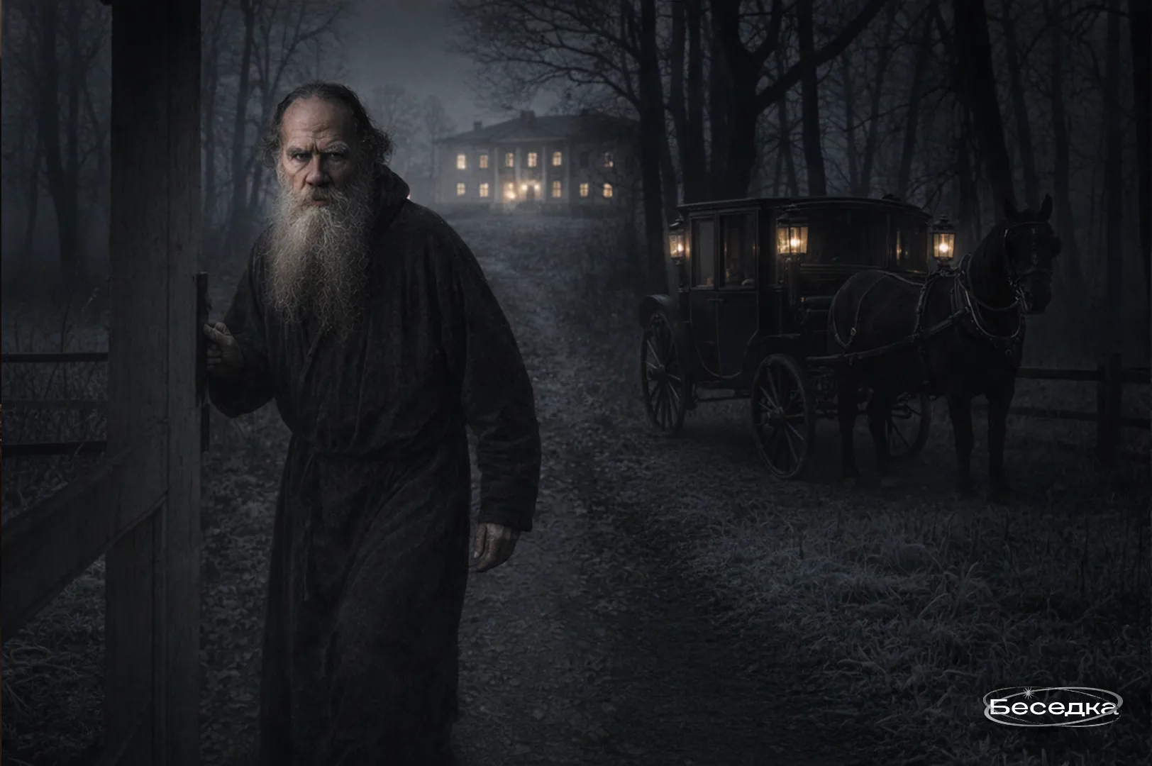 Лев Толстой уезжает из Ясной Поляны